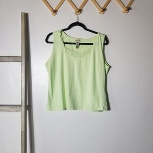 CLASSIC ELEMENTS WOMEN'S LIGHT GREEN LACE TRIM TANK TOP SIZE LARGE